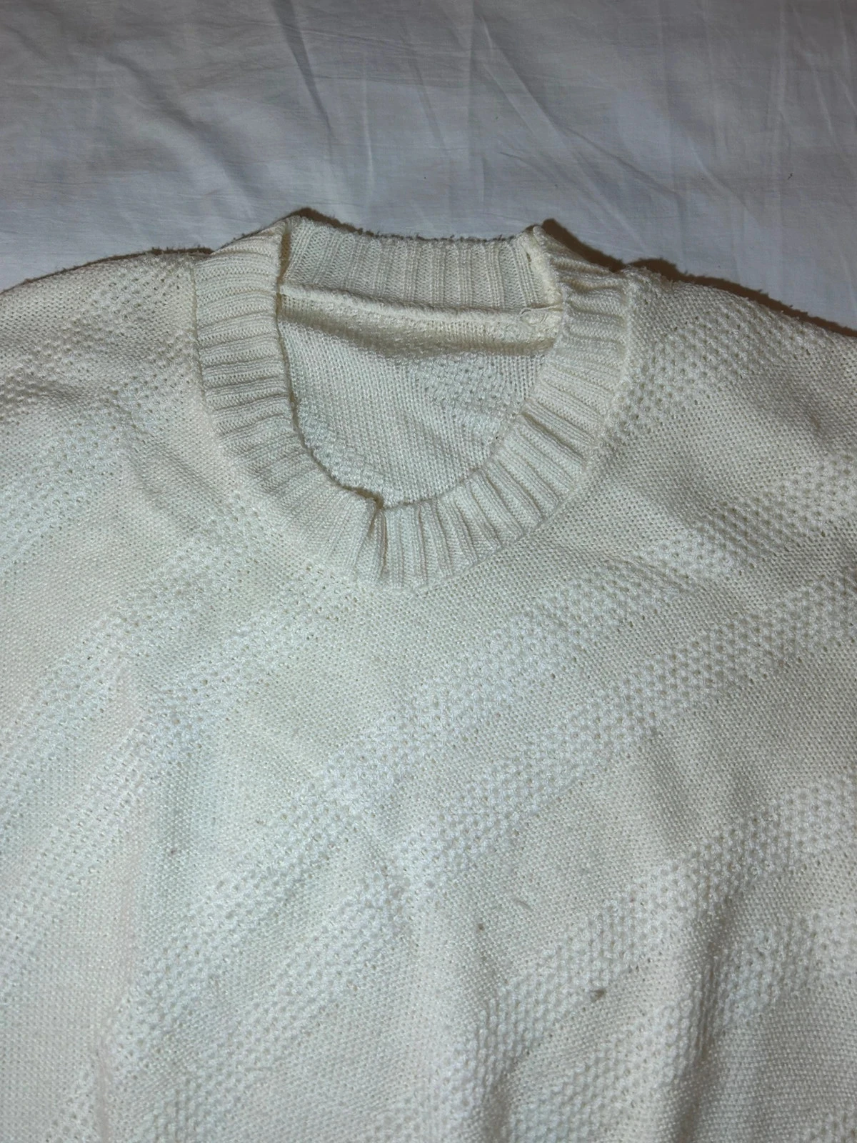 Beige crème vintage trui met ronde hals – photo 3